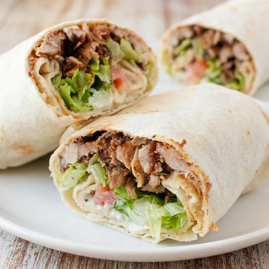 Chicken Shawarma Wrap — marinated chicken with garlic sauce and pickles at Haydar Pasha Pizza Winnipeg